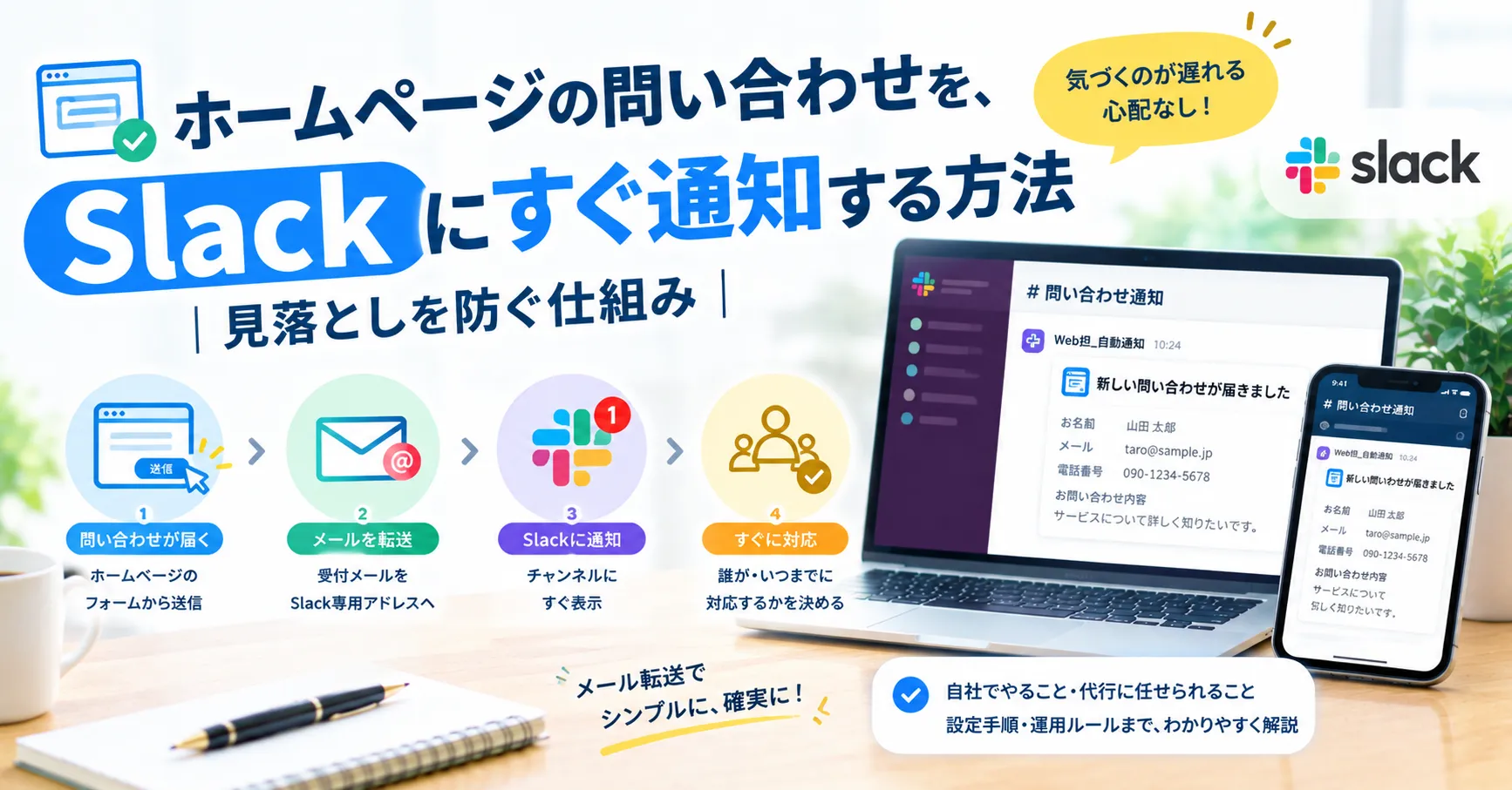 ホームページの問い合わせを、Slackにすぐ通知する方法|見落としを防ぐ仕組み