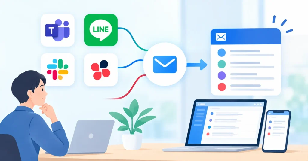 チャットツール連携ガイド｜Teams・LINE・Slack・Chatworkとメールを一元化