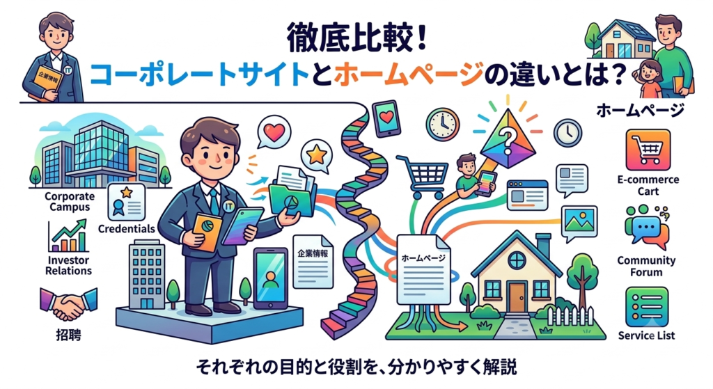 コーポレートサイトとホームページの違いとは？目的・構成・選び方を解説