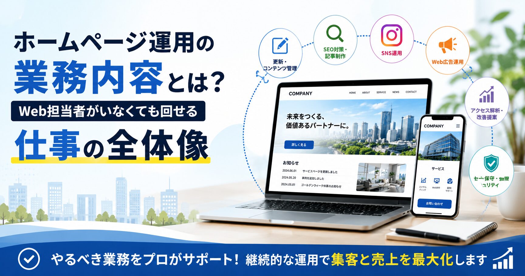ホームページ運用の業務内容とは？Web担当者がいなくても回せる仕事の全体像