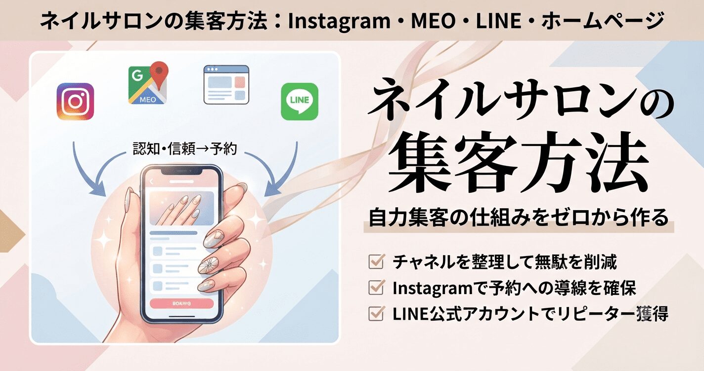 ネイルサロンの集客方法｜Instagram・MEO・LINE・ホームページを使った自力集客の作り方