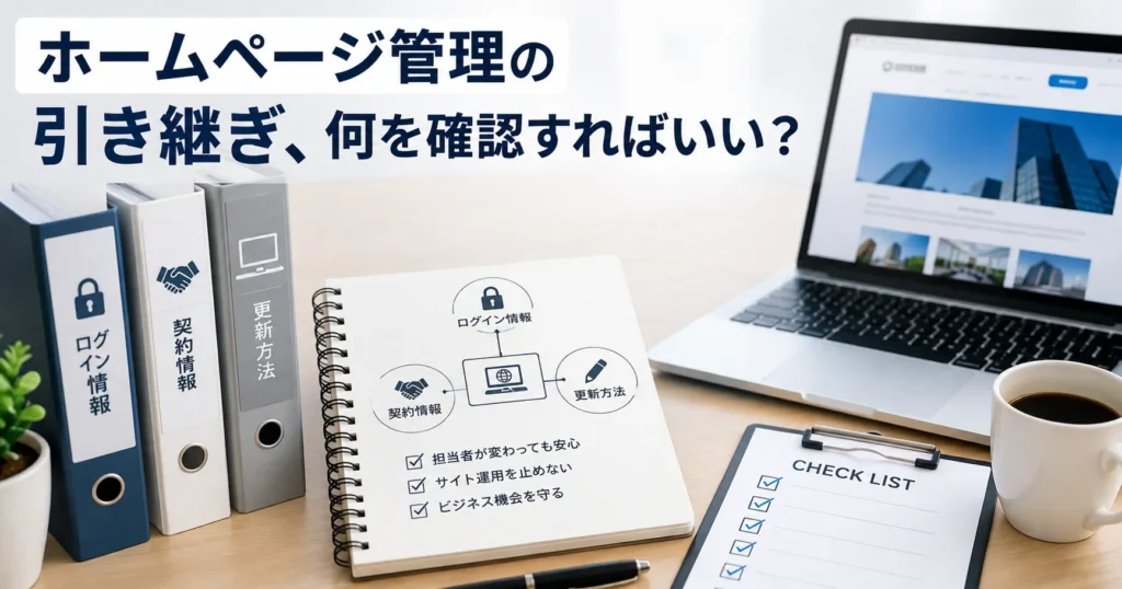ホームページ管理の引き継ぎ、何を確認すればいい？