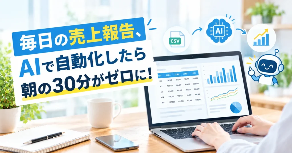 毎日の売上報告、AIで自動化したら朝の30分がゼロに！
