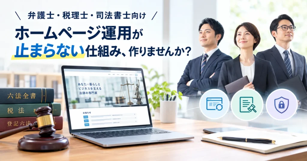 【弁護士・税理士・司法書士向け】ホームページ運用が止まらない仕組み、作りませんか？