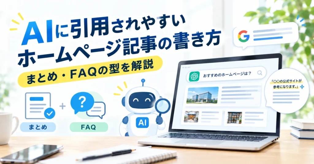 AIに引用されやすいホームページ記事の書き方｜まとめ・FAQの型を解説