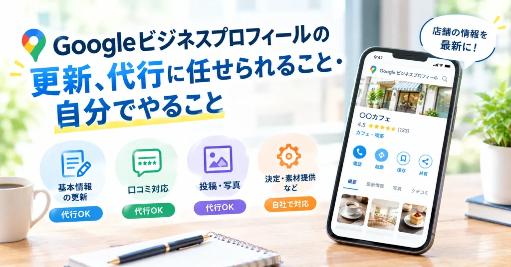 Googleビジネスプロフィールの更新、代行に任せられること・自分でやること