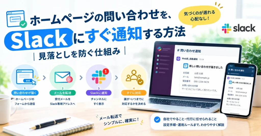 ホームページの問い合わせを、Slackにすぐ通知する方法｜見落としを防ぐ仕組み