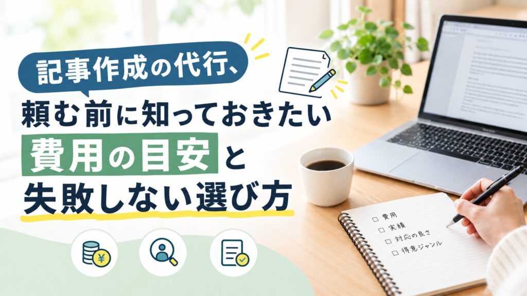 記事作成の代行、頼む前に知っておきたい費用の目安と失敗しない選び方